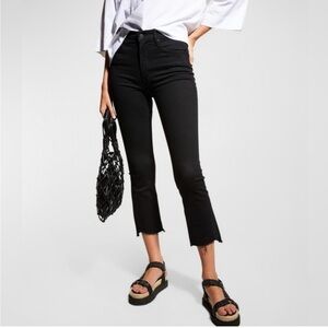 Mother The Insider Crop Step Fray Black Size 27